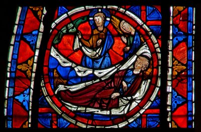 Finestra w109 raffigurante San Martino sogna di incontrare Cristo da French School