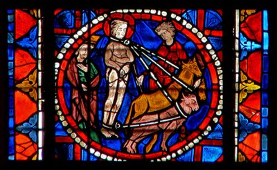 Finestra w109 raffigurante il martirio di Santa Lucia da French School
