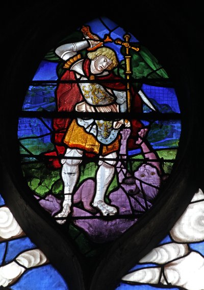 Finestra w10 raffigurante San Michele da French School