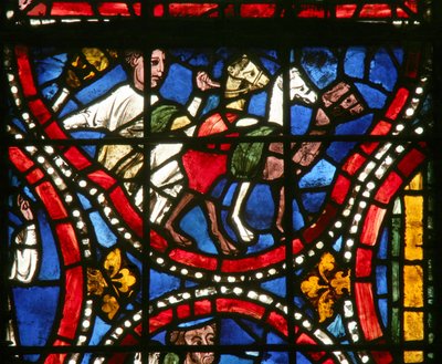 Finestra w11-L che raffigura una scena della storia di Giuseppe: i suoi fratelli tornano a Canaan da French School