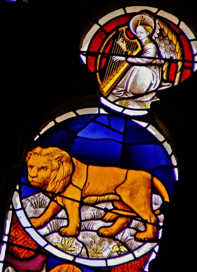 Finestra w114 con il segno zodiacale del Leone da French School