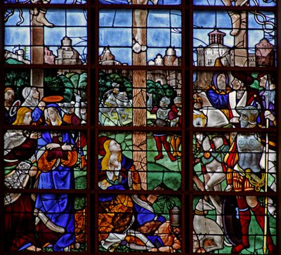 Finestra w11 raffigurante la Crocifissione - la scena ai piedi della Croce da French School