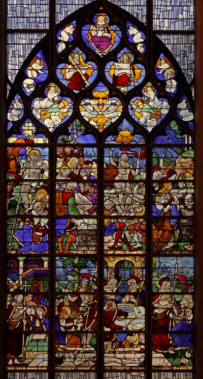Finestra w12 raffigurante scene della Vita di Cristo dopo la Crocifissione da French School