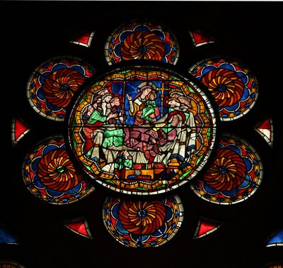 Finestra w12 raffigurante la Morte della Vergine Maria da French School