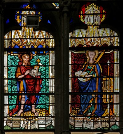 Finestra w134 raffigurante San Giovanni Battista e Santa Caterina da French School