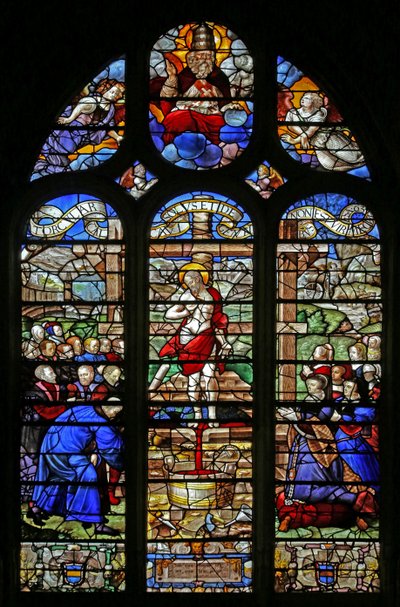 Finestra w14 raffigurante la Stampa Mistica; donatore Jean le Teillieur des Ebrieux da French School