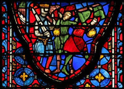 Vetrata w15 Sacre Reliquie: Creso porta le reliquie da Gerusalemme da French School