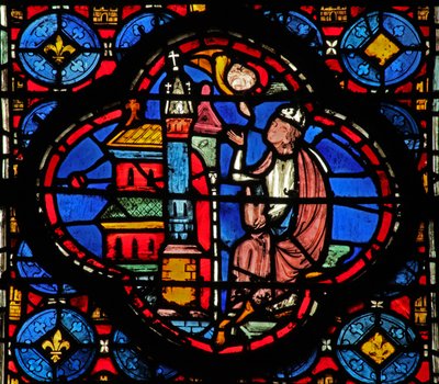 Vetrata w15 Sacre Reliquie: Guiriace consigliato da un angelo (da una serie su Sant