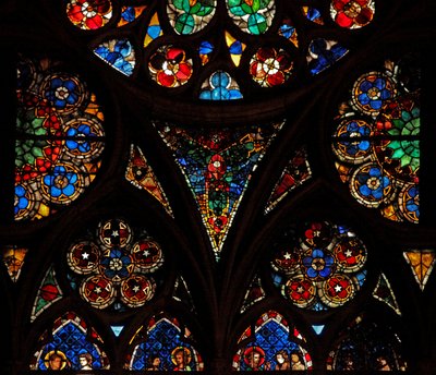 Luci del traforo con vetro geometrico e decorativo da French School