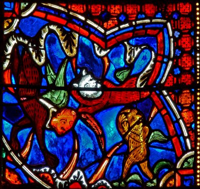 Finestra w18 raffigurante San Giacomo e demoni agitati da French School
