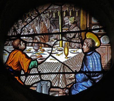 Finestra w18 raffigurante una scena della Vita di San Yves da French School