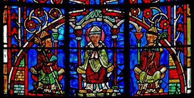 Finestra w19 raffigurante San Nicola diventa Vescovo di Myra da French School