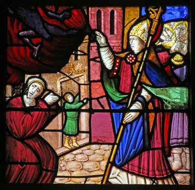 Finestra w19 raffigurante la Vita di San Remigio. libera un