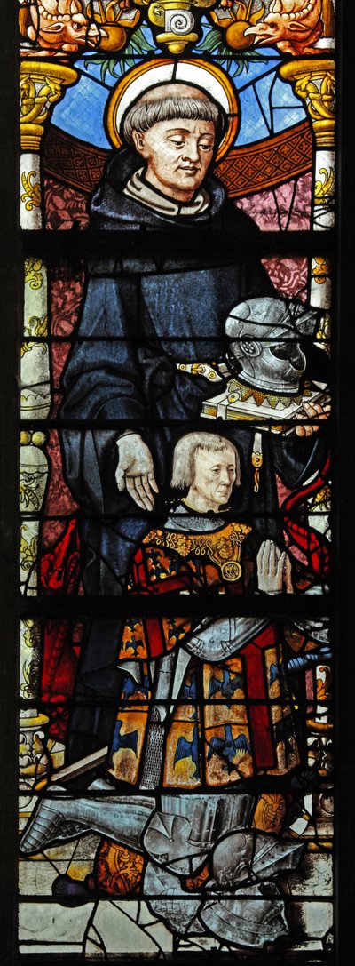 Finestra w1 che raffigura San Guglielmo e Guglielmo de Montmorency da French School
