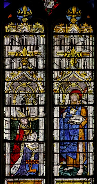 Finestra w1 raffigurante San Giovanni Battista e il donatore Jean Barton da French School