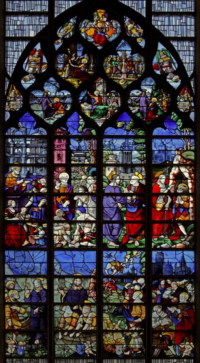 Finestra w1 raffigurante scene della vita di San Pietro da French School