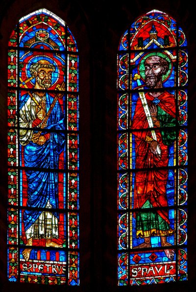 Finestra w202 raffigurante San Pietro e San Paolo da French School