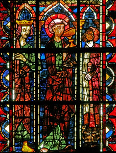 Finestra w202 raffigurante una scena della leggenda di San Giovanni: il santo e la coppa avvelenata da French School