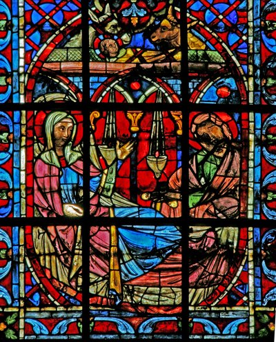 Finestra w203 raffigurante la Natività da French School
