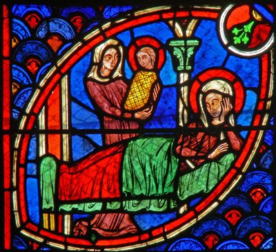 Finestra w20 raffigurante la nascita di San Giovanni Battista da French School