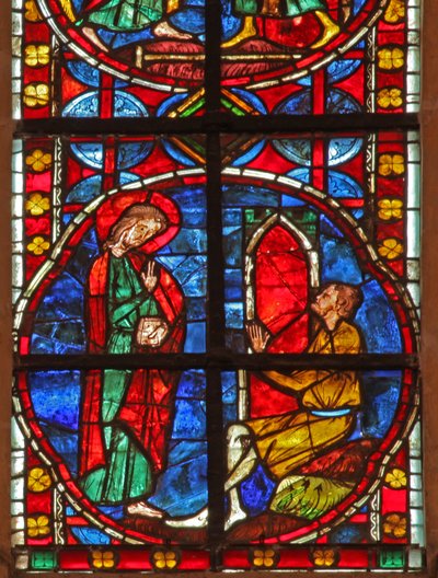 Finestra w210 raffigurante San Giacomo converte Fileto da French School