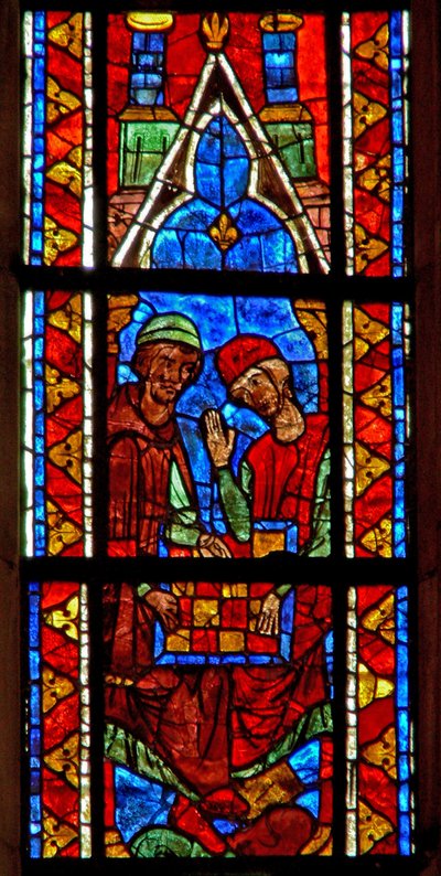Finestra w210 raffigurante giocatori di Dama da French School