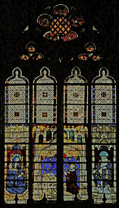 Finestra reale con la Vergine Maria, Carlo VI e San Dionigi da French School