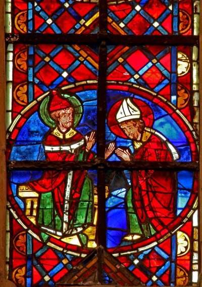 Finestra w211 raffigurante San Pietro invia San Dionigi in Gallia da French School