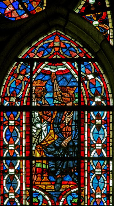 Finestra w211 raffigurante la morte del re Agiel per Volontà Divina da French School