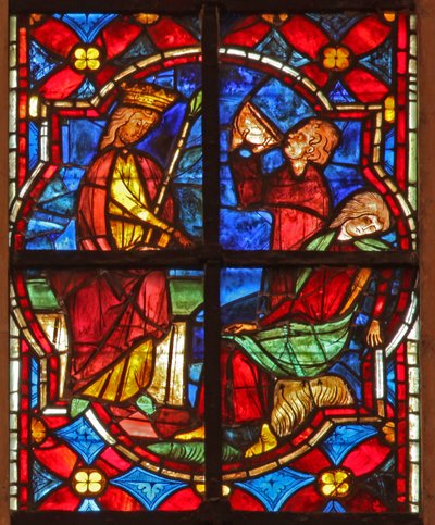 Scena dalla leggenda di San Giovanni: il santo e la coppa avvelenata da French School