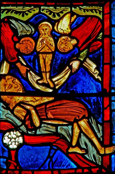 Finestra w21 raffigurante la morte di Santa Maria Egiziaca da French School