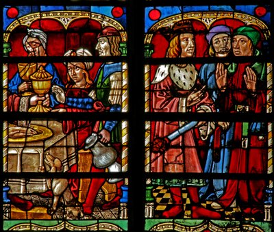 Il banchetto di Baldassarre e chiede ai sacerdoti il significato della scritta sul muro da French School