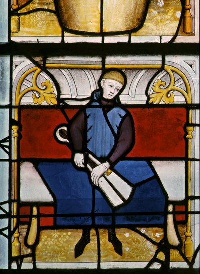 Un drappiere al lavoro nella finestra dei Drapers da French School