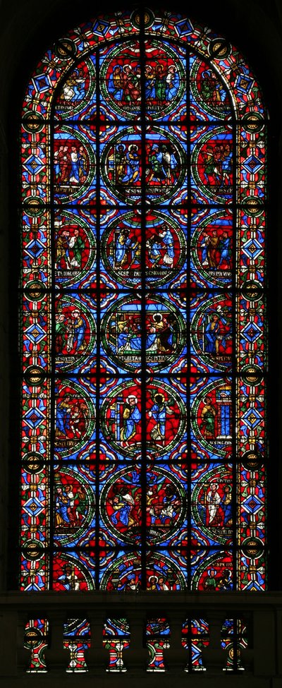 Finestra w2 che raffigura scene della vita di San Pietro da French School