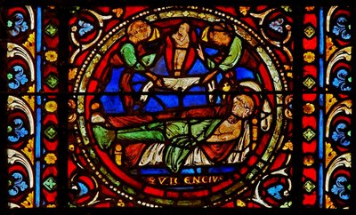 Vetrata w2 raffigurante la morte di San Germano da French School
