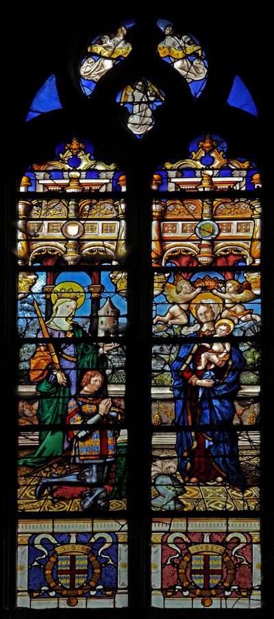 Finestra w3 raffigurante Santa Barbara e il donatore Jean de Montmorency da French School
