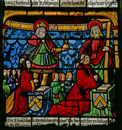 Donatori - Henriette de Mauroy e Simon Liboron con i loro figli e santi patroni Sant