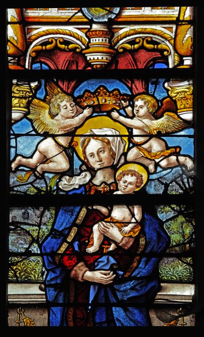 Finestra w3 raffigurante la Vergine e il Bambino da French School