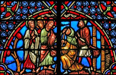 La guarigione del cieco (finestra moderna) da French School