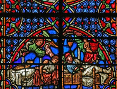 La parabola del ricco e Lazzaro - le loro morti da French School