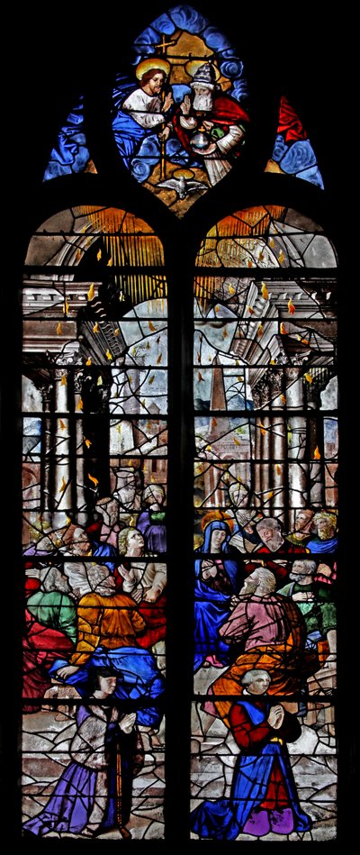 Finestra w5 che raffigura la Pentecoste da French School