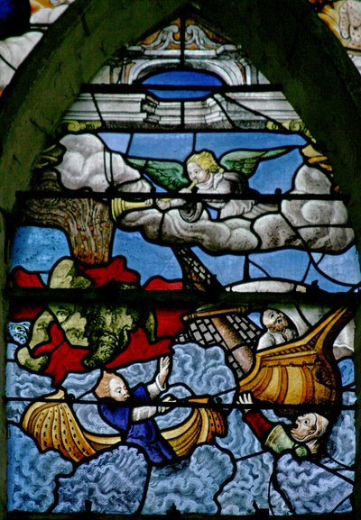 Scene dal Libro della Rivelazione di San Giovanni: una montagna cade nel mare; un terzo trasformato in sangue da French School