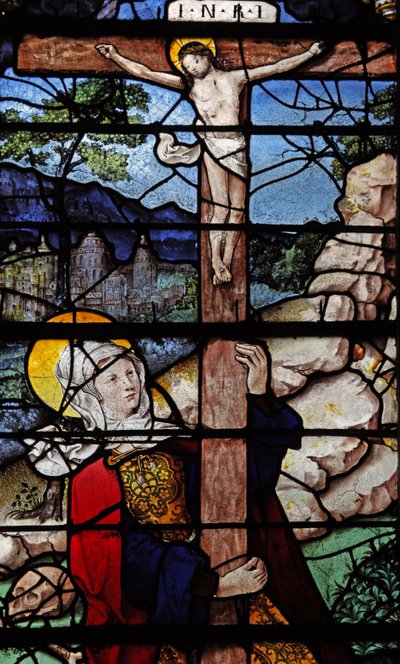 Finestra w5 raffigurante una scena della vita di Santa Maria Maddalena - la santa alla Croce da French School