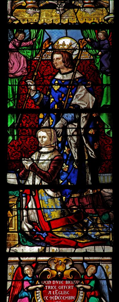 Finestra w6 raffigurante San Luigi con la moglie di un donatore Montmorency da French School