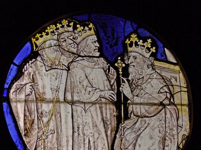 Finestra w72 raffigurante i Magi davanti a Erode - pannello dai Paesi Bassi? da French School