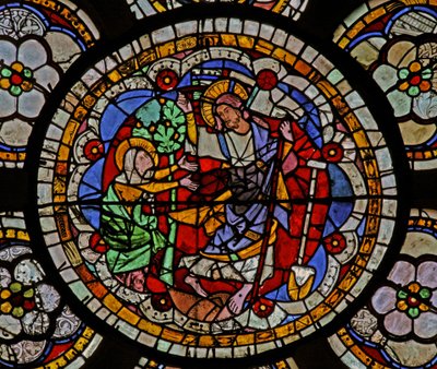 Finestra w7 raffigurante una scena di Resurrezione: Noli Me Tangere da French School