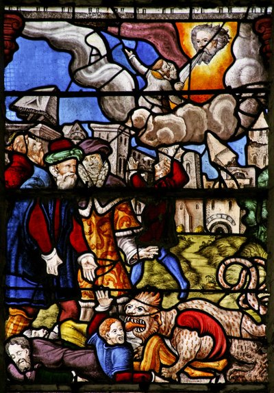 Scene dal Libro della Rivelazione di San Giovanni: la spada della verità; la bestia e il profeta sono catturati da French School