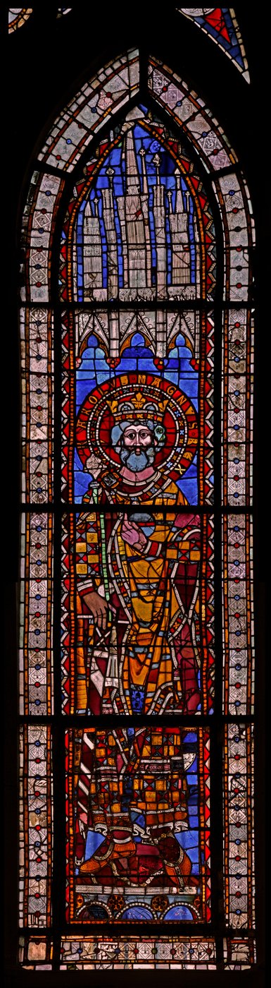 Finestra w9 raffigurante Carlo Magno da French School