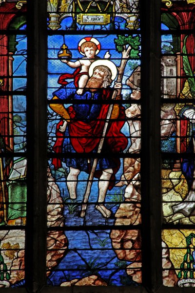 Finestra w9 raffigurante San Cristoforo da French School