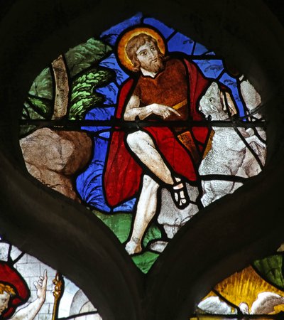 Finestra w9 raffigurante San Giovanni Battista (per lo più moderna) da French School